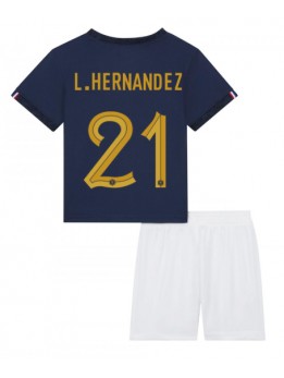 Frankreich Lucas Hernandez #21 Heimtrikotsatz für Kinder WM 2022 Kurzarm (+ Kurze Hosen)